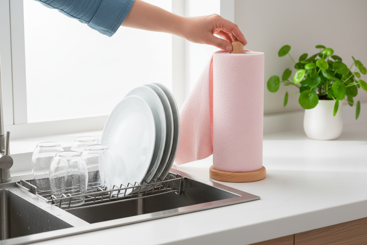 Reusable Kitchen Cleaning Cloth Roll | Absorbent Microfiber Towels