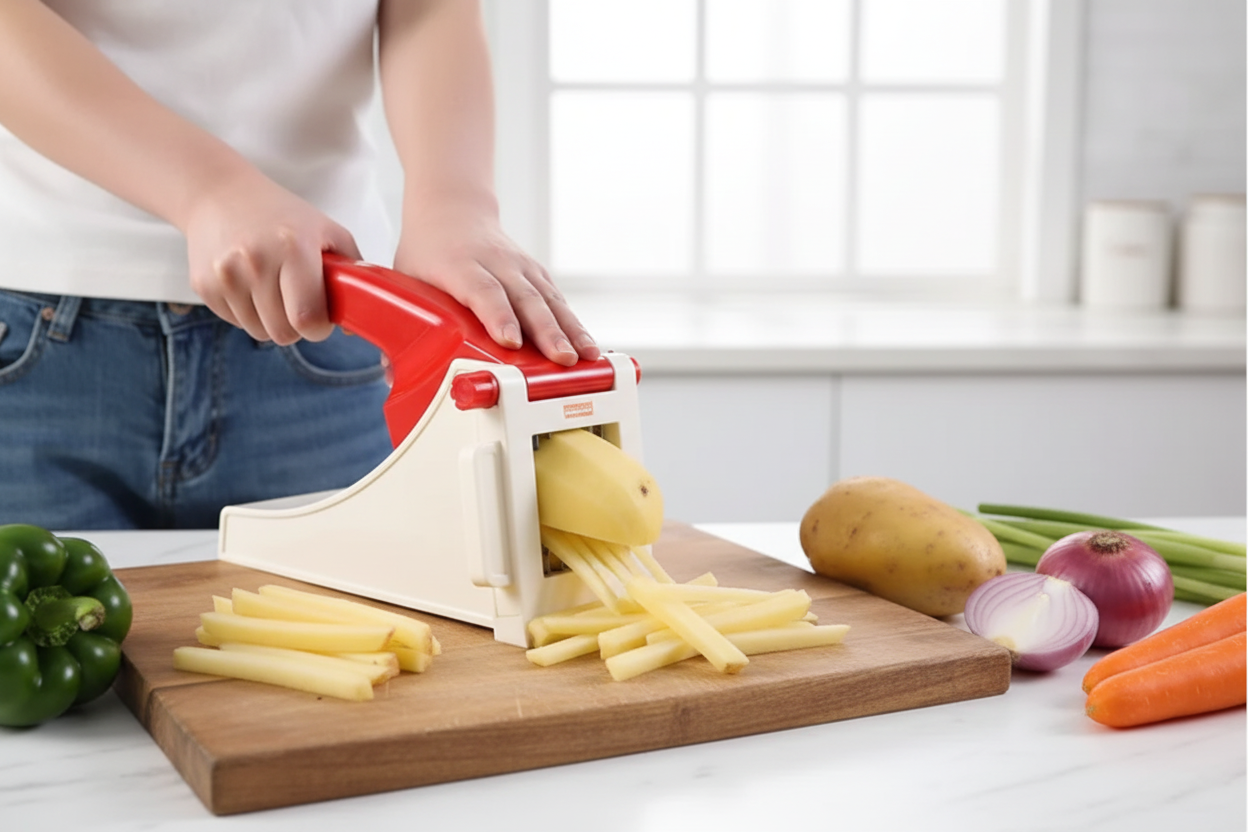Vegetable Slicer In Use
